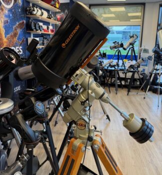 Occasion Vixen GP-DX montering met houten statief en Celestron C8